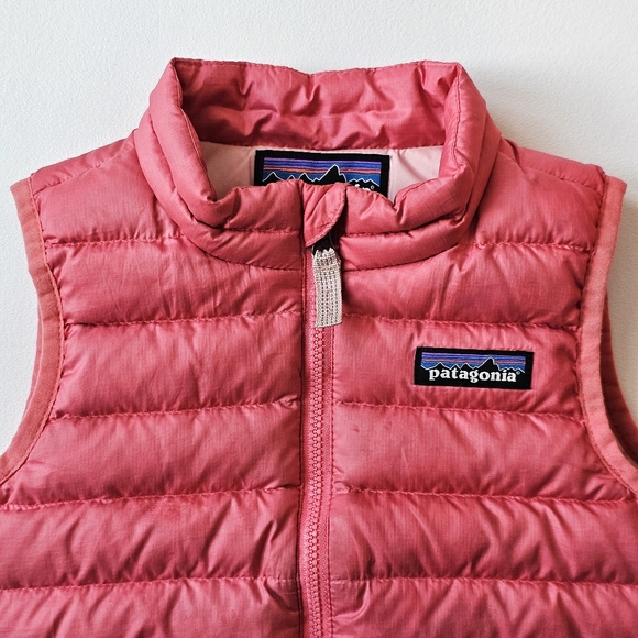 🌸 Patagonia Baby Down Sweater Vest Pink 12–18M Recycled Down Puffer - Picture 3 of 11